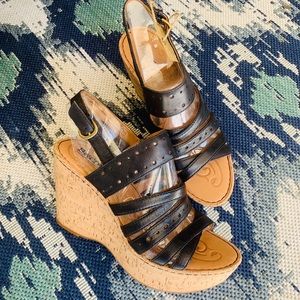 Brand New - Born, Black Wedge Sandals, Size 10